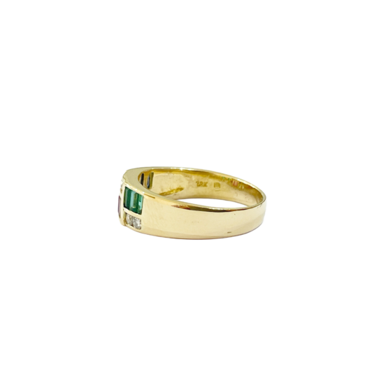 Brillantring mit Smaragd Rubin Saphir 750 Gold – Bild 3