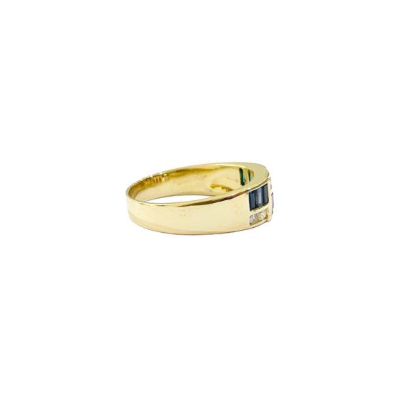 Brillantring mit Smaragd Rubin Saphir 750 Gold – Bild 4