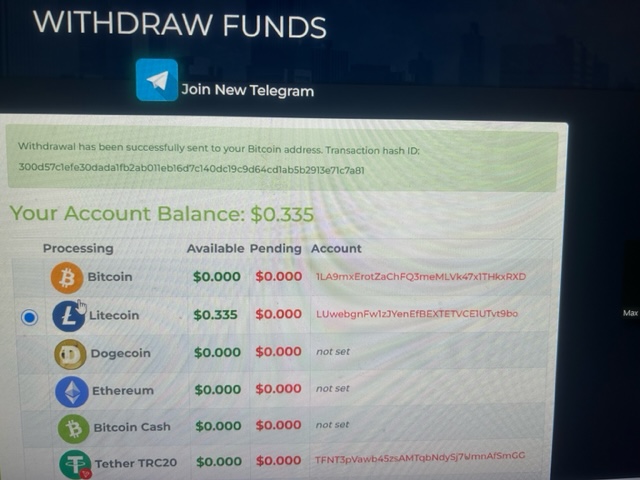 Proof of Withdrawal of funds1