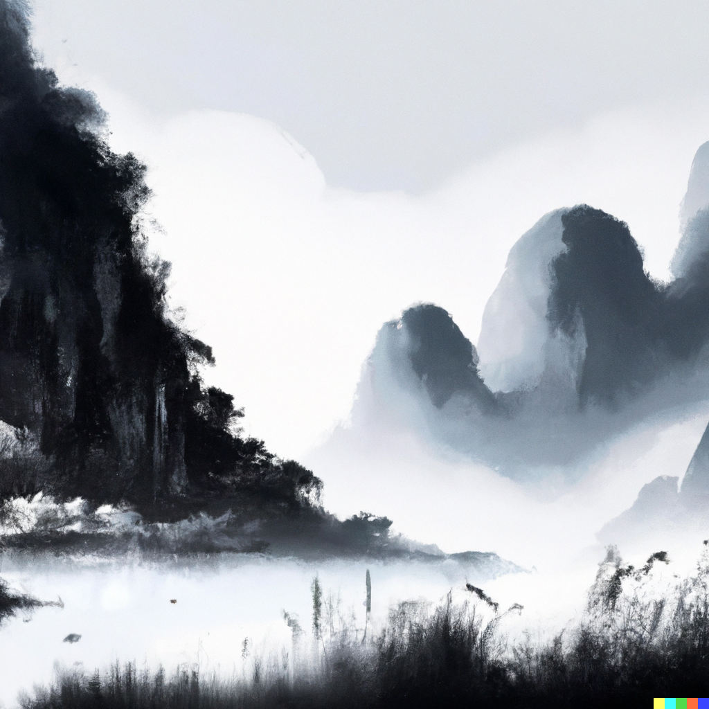 DALL·E 2023 02 03 18.33.51 chinese landscape painting mountains river digital art