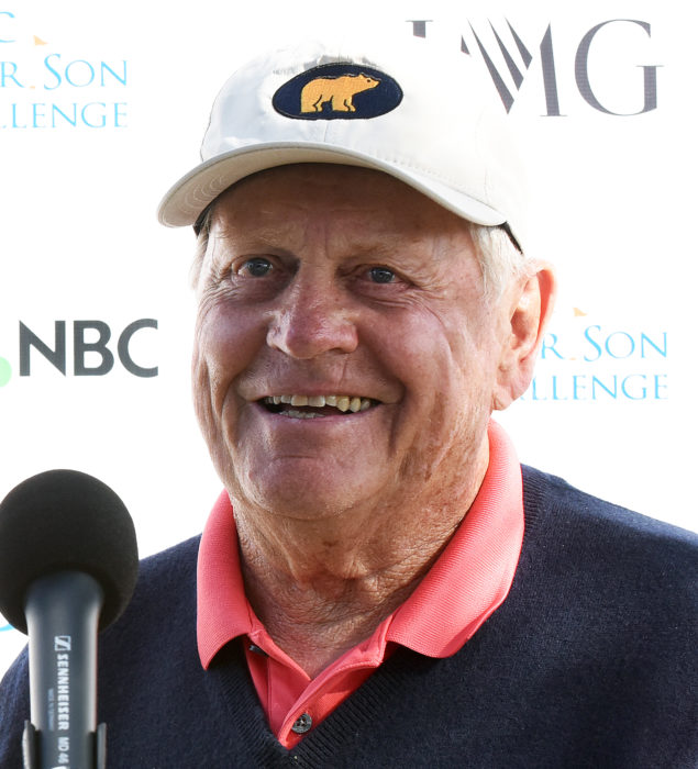 Legendary golfer Jack Nicklaus speaks to media during the SOPA Images/LightRocket via Gett