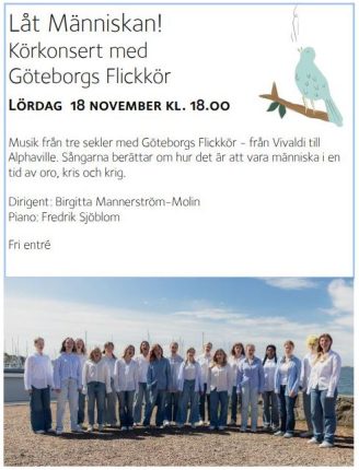 Affisch till Låt Människan konsert i Kristine kyrka Jönköping 18 november klockan 18 2023