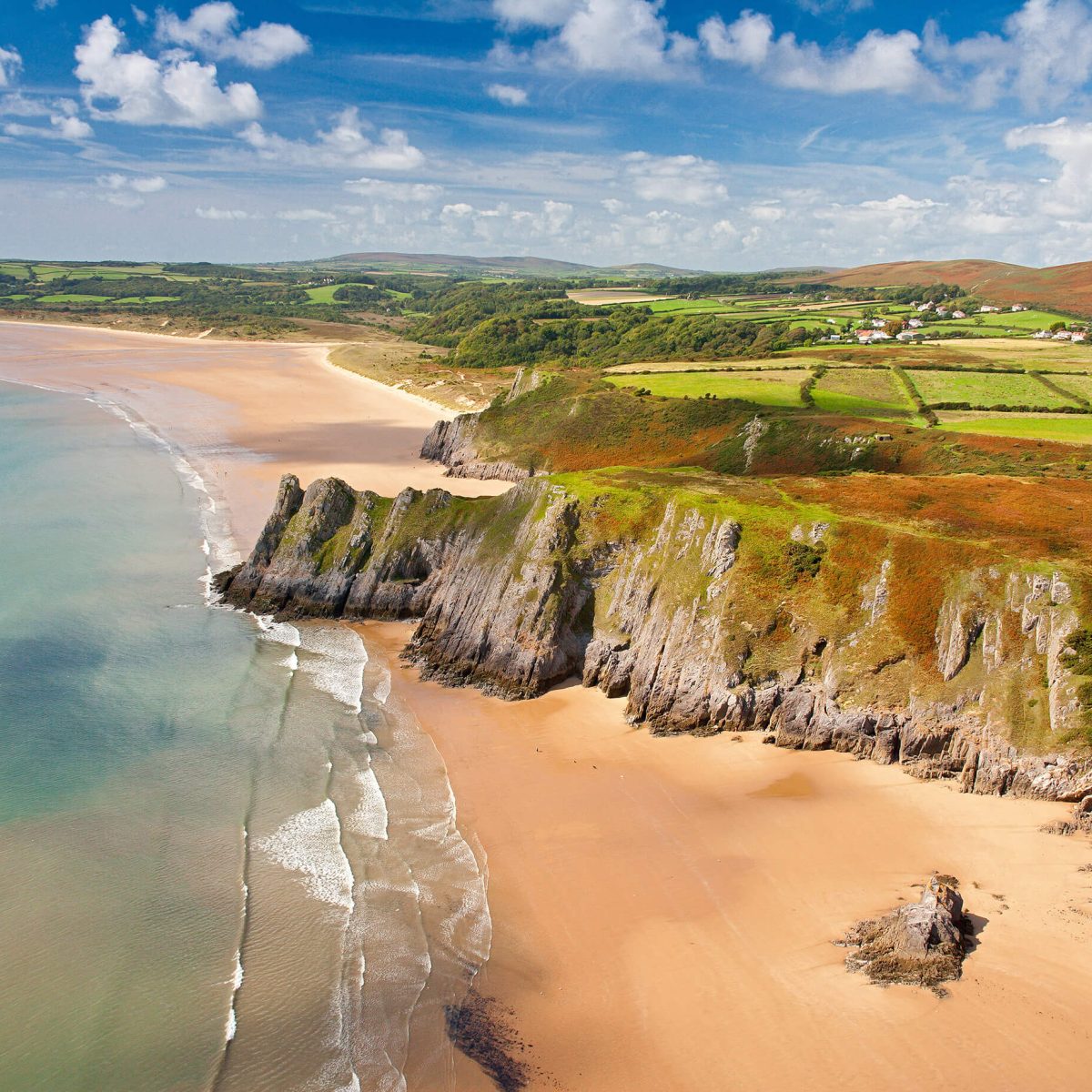 Aerial view of Three Cliffs BayGower PeninsulaSouthScenery - Gower Self ...