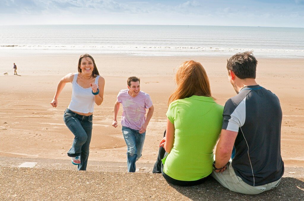 family on the beach