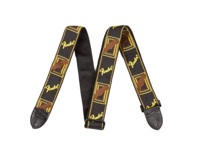 Fender® 2" Monogrammed Strap, Black/Yellow/Brown