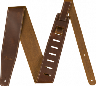 FENDER Broken-In Leather Strap, Tan 2.5"
