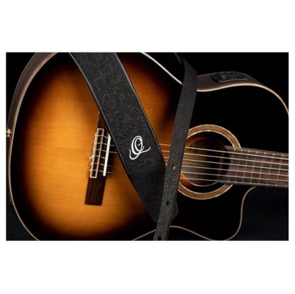 Ortega OSBY-1 Guitar Leather strap, 70mm 2-lay, Byzantine Black - Bilde 4