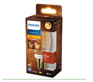 PHILIPS LED CLASSIC 15W MIGNON GOLD DIM, LED CLASSIC 15W MIGNON GOLD DIM, E14 B35 FILAMENT SPIRAL 2000KELVIN