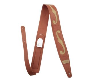 Gretsch® F-Holes Leather Strap, Orange and Tan, 3"