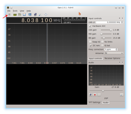 Gqrx main window