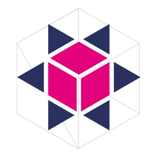 Logo mit einem Würfel in einem sechszackigen Stern