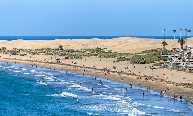 Het strand van Maspalomas en de woestijn