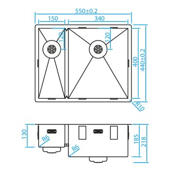 CARESSI CAPP1534R6R0 spoelbak