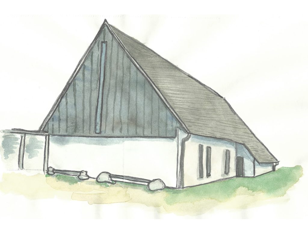 akvarell av Bjerred kyrka