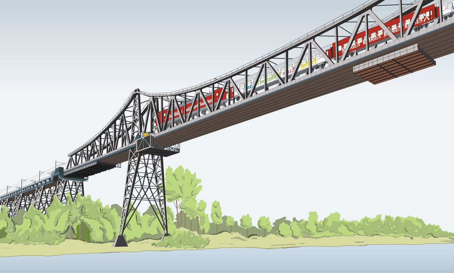 illustration av järnvägsbron RendsburgerHockbrucke