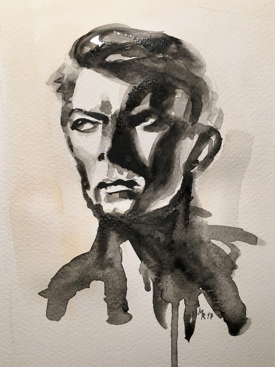 David Bowie portræt ink