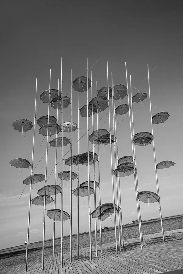 Umbrellas by George Zongolopoulos in Black & White | Thessaloniki