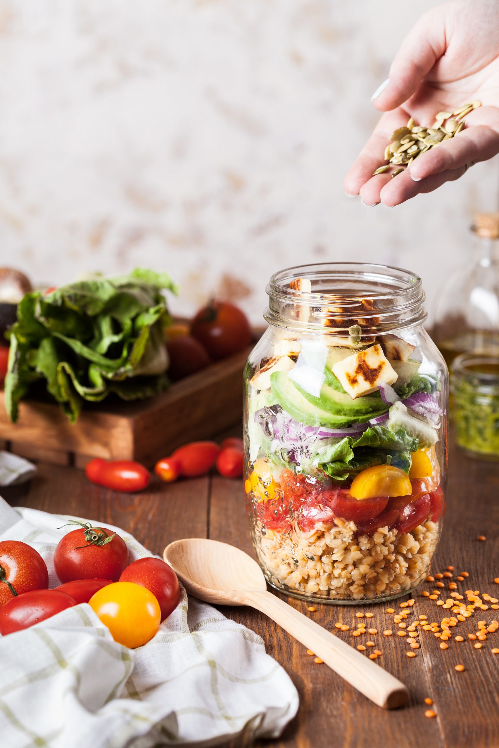 Lecker und gesund: Linsensalat im Glas