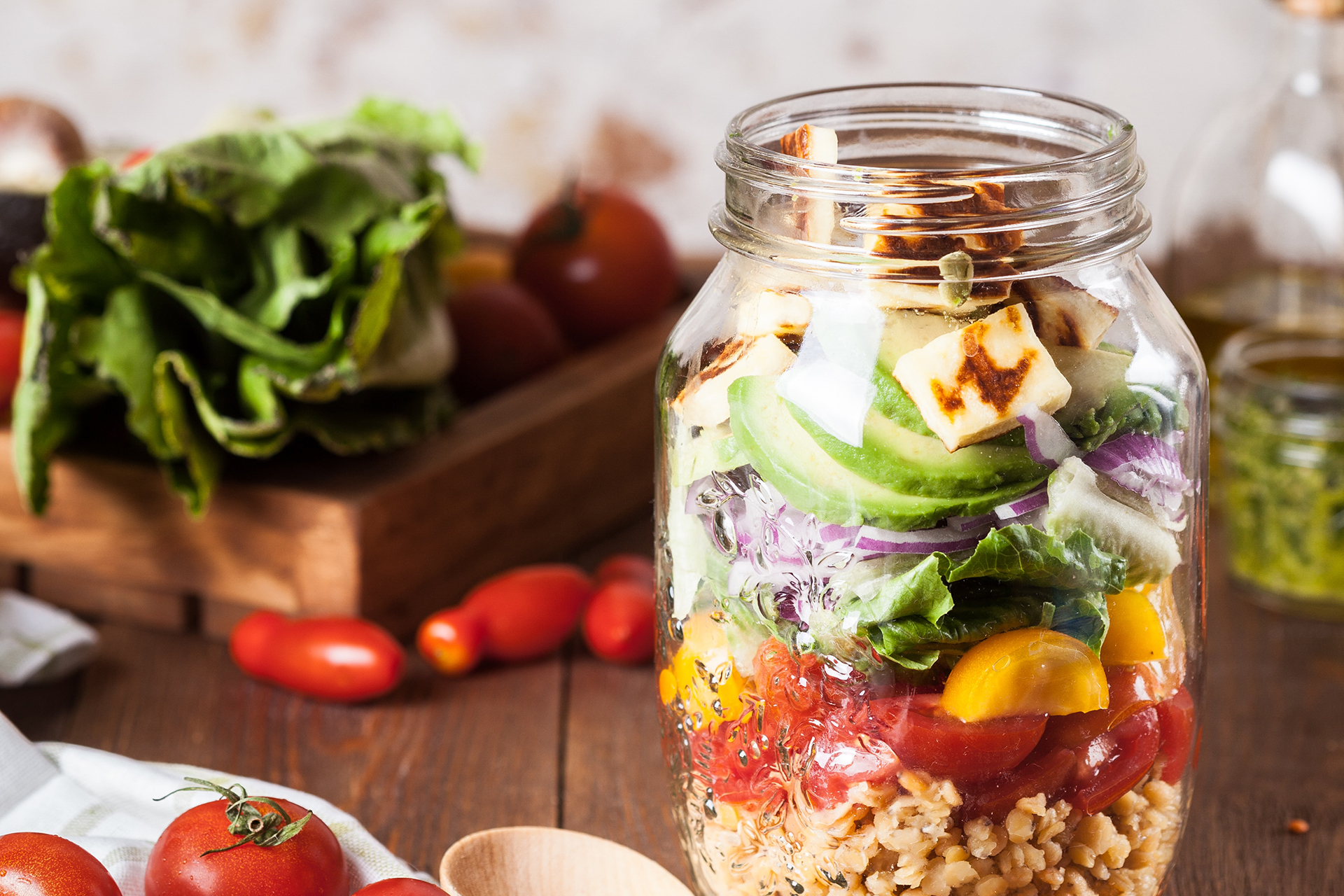 Linsensalat im Glas Green. Urban. Lifestyle.