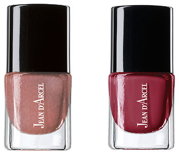 JEAN D'ARCEL nail color pearly rose No. 99 und JEAN D'ARCEL nail color light bordeaux