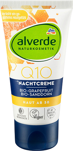 alverde NATURKOSMETIK Q10 Nachtcreme Bio-Sanddorn Bio-Grapefruit