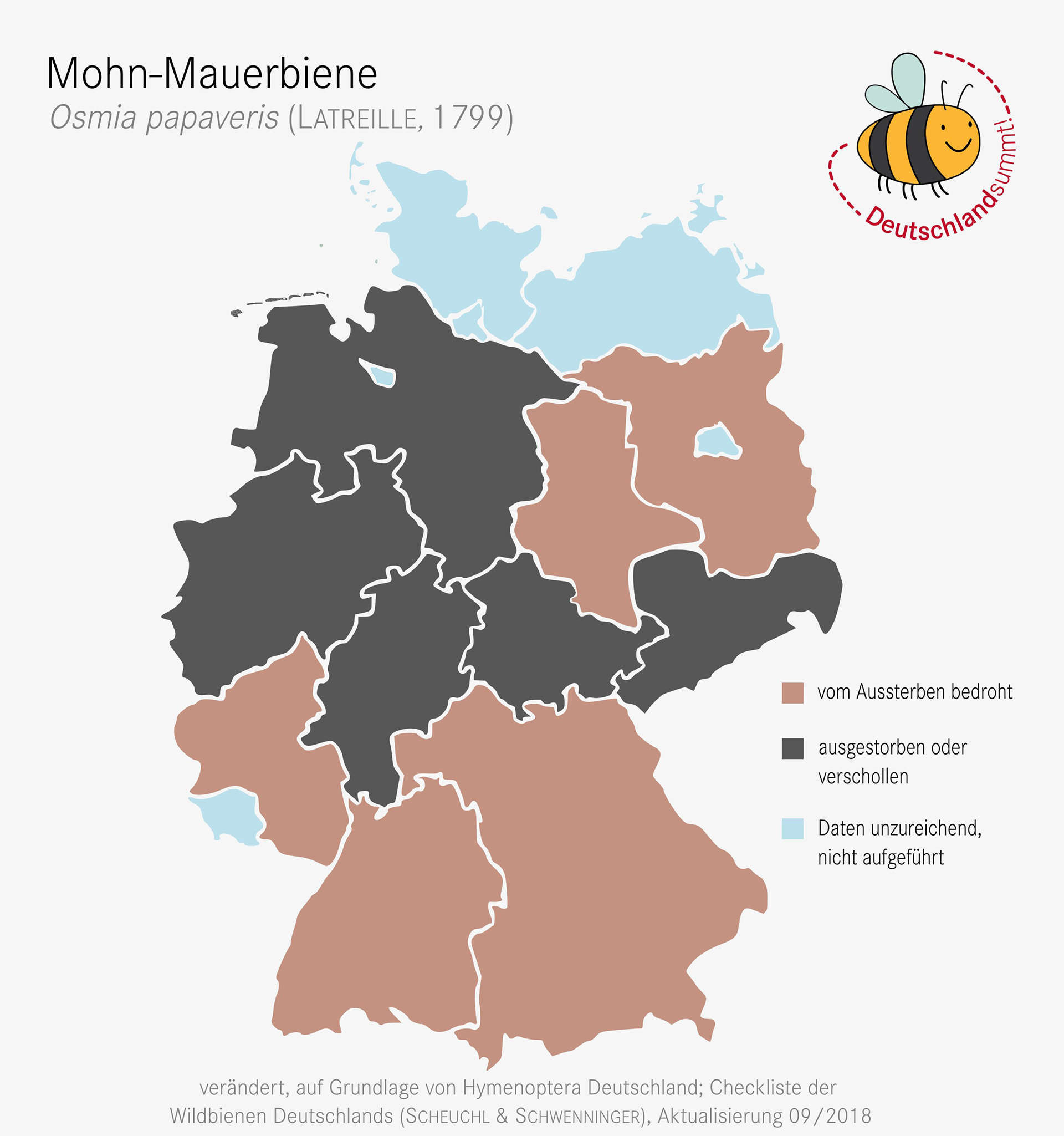 Nachweiskarte und Gefährdung der Mohn-Mauerbiene