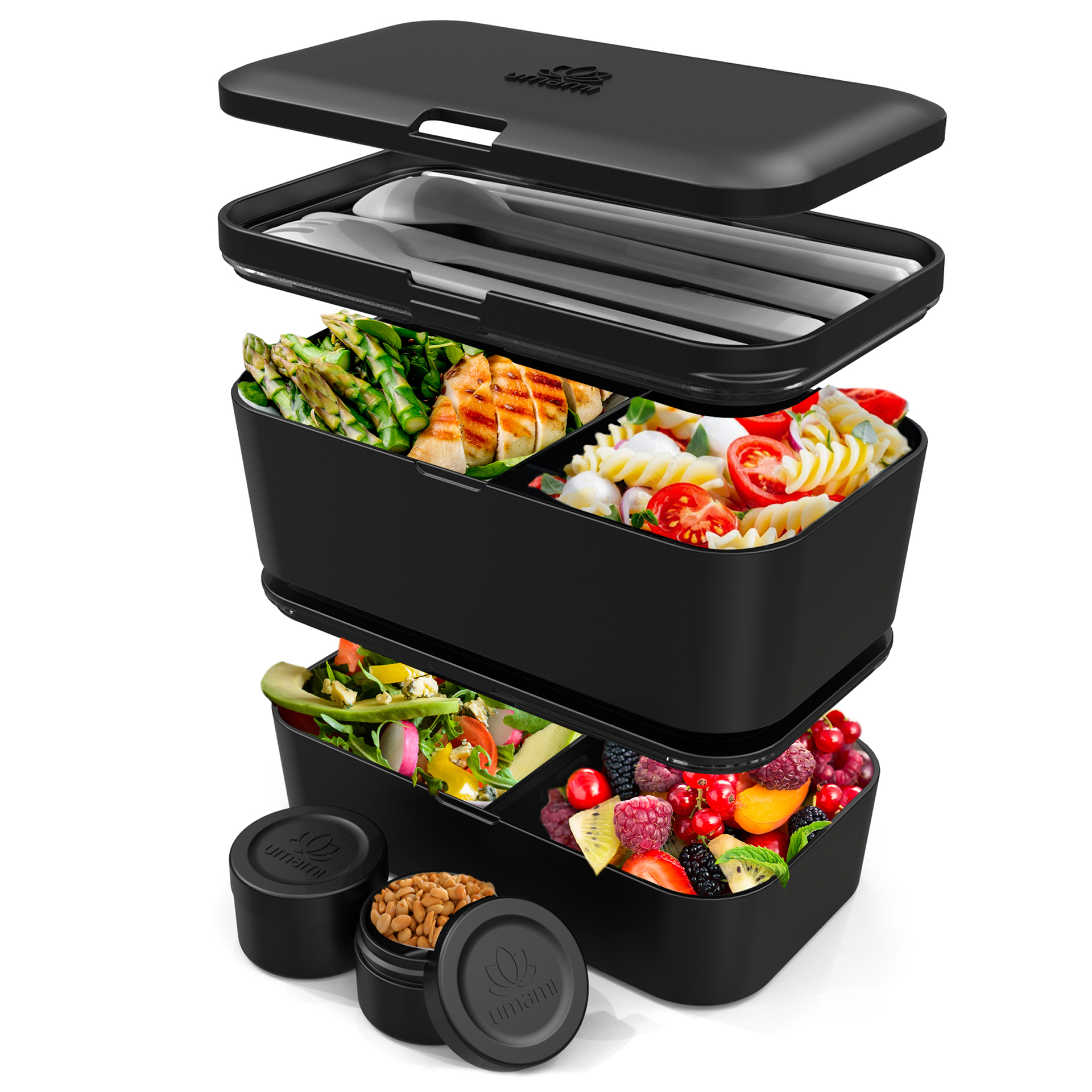 Nestable Bento-Box L Onyx Black von Umami