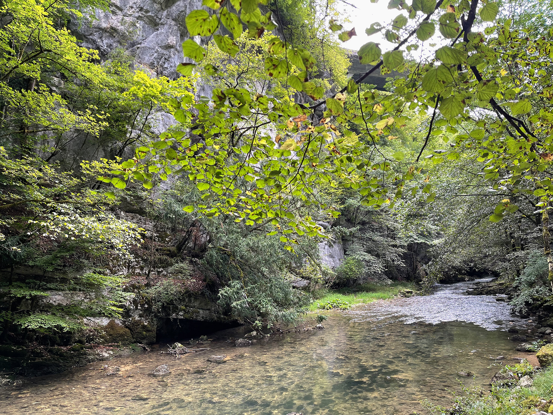 An vielen Stellen plätschert die Schüss sanft und friedlich dahin