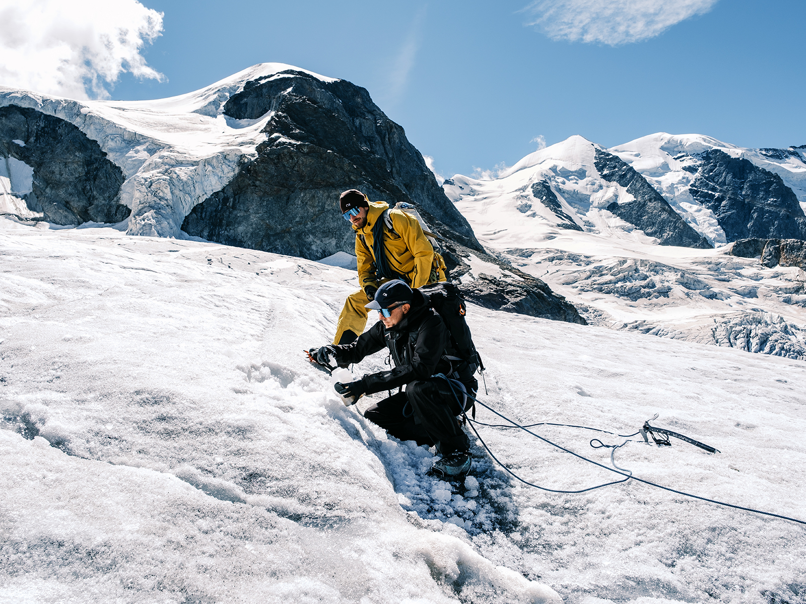 Probenentnahme am Morteratschgletscher