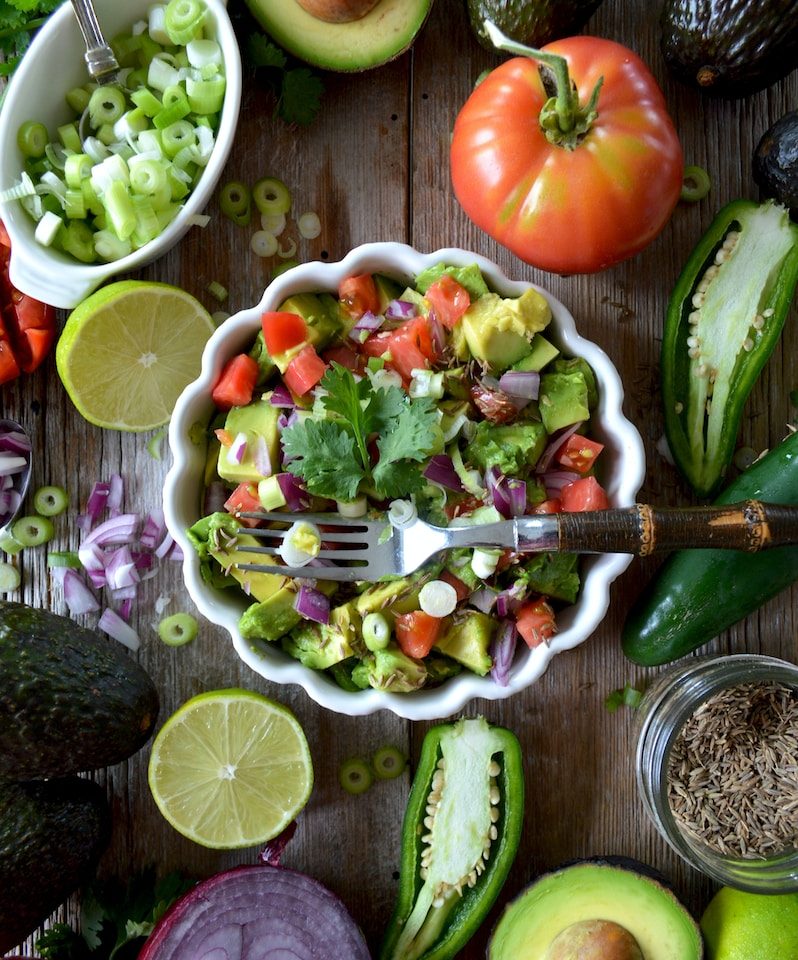 vegetable salad on bowl flat lay photography