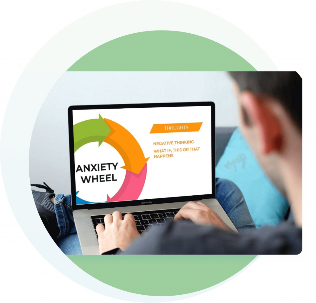 anxiety wheel logo on laptop