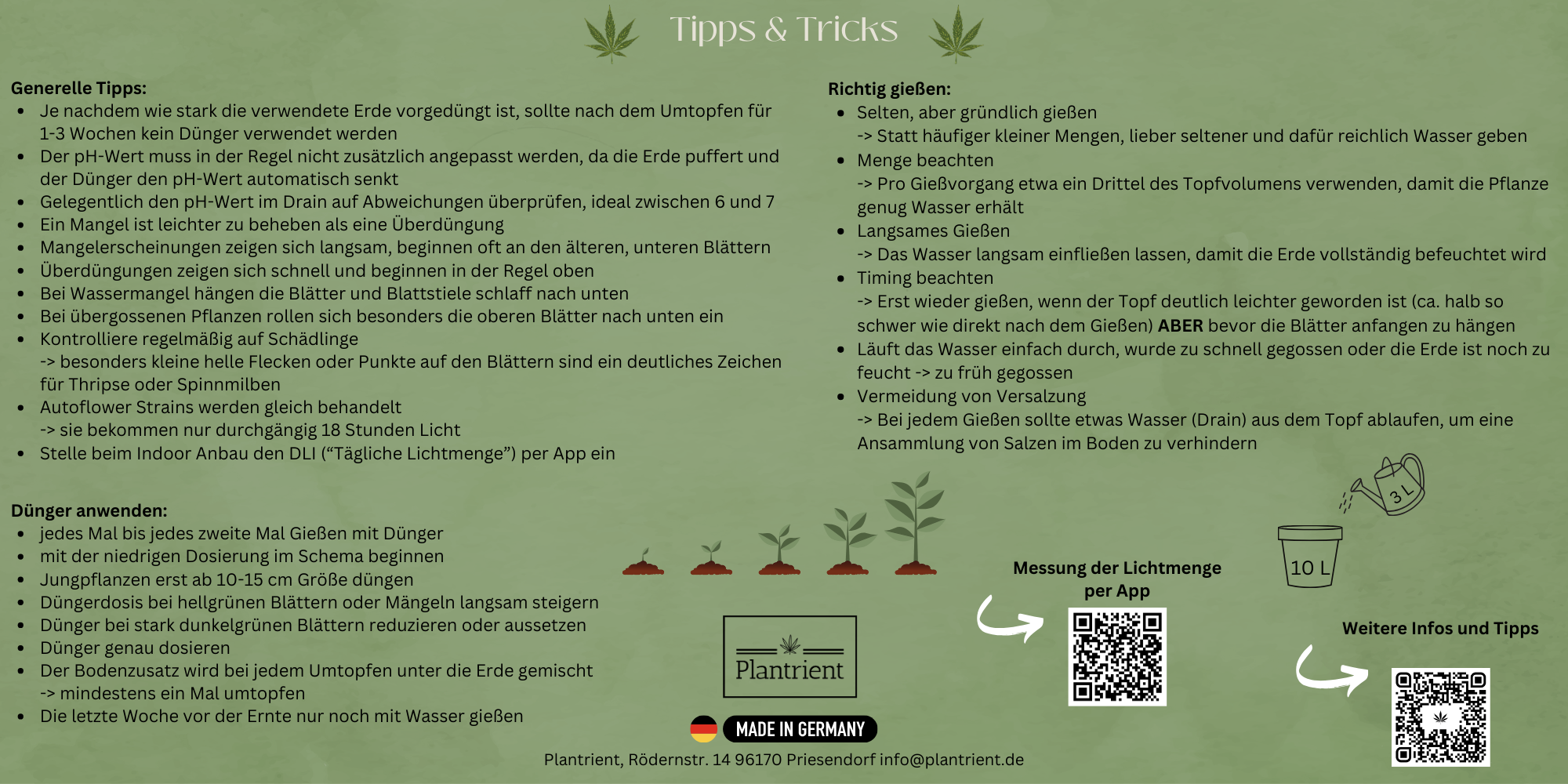 Plantrient Düngeschema - Tipps für den Eigenanbau von Cannabis