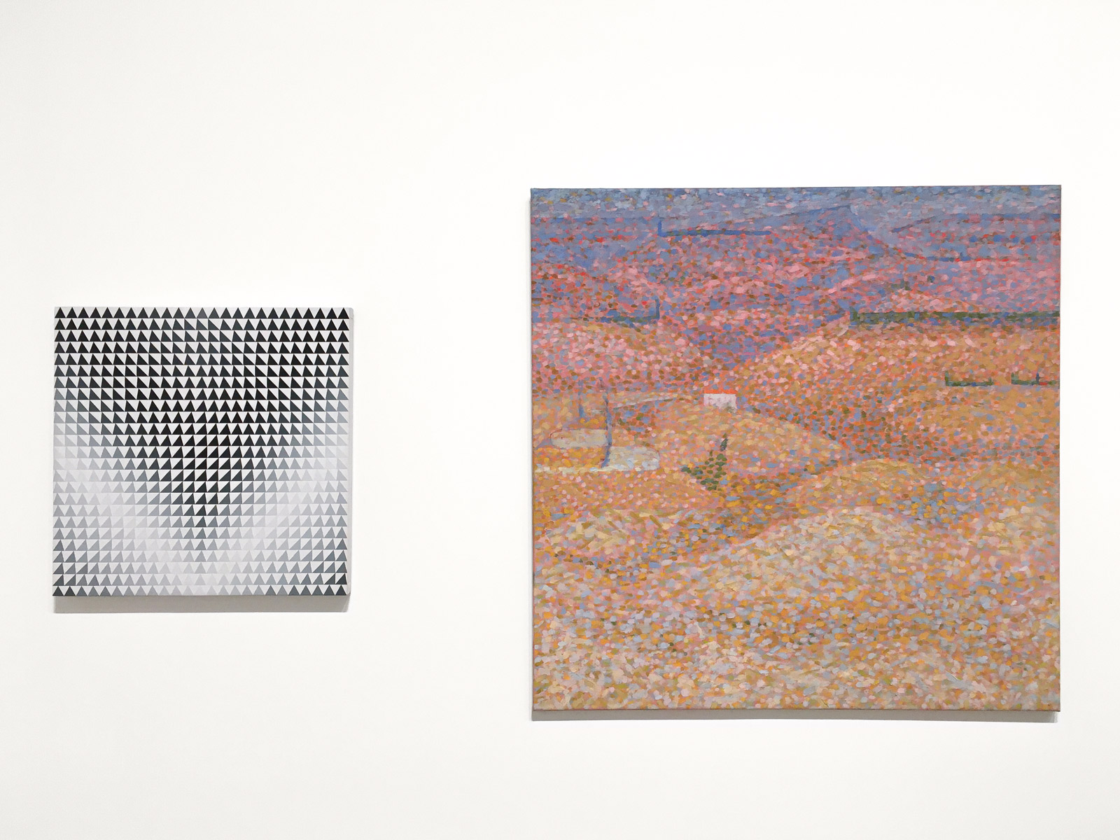 Burn and Pink Landscape Painting by Bridget Riley