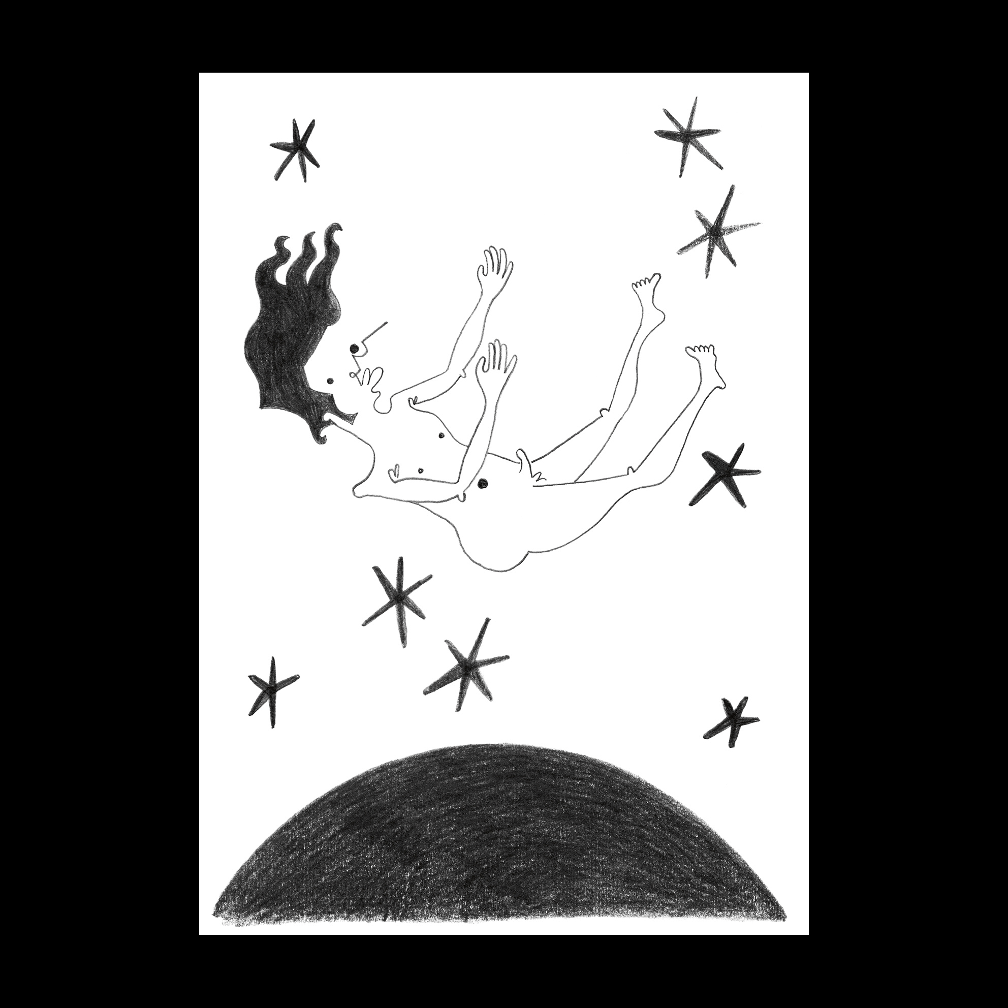 Wildman Fallen Man Drawing by Glen and Rebecca (aka Studio GRRR)