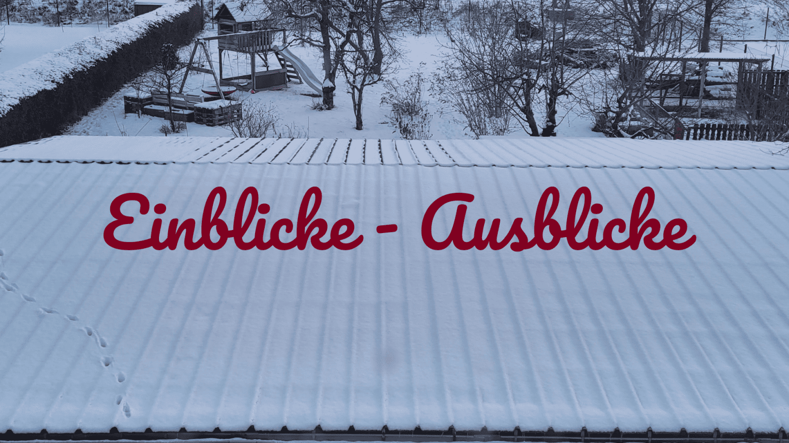 Schneebedecktes Dach mit verschneitem Hintergrund