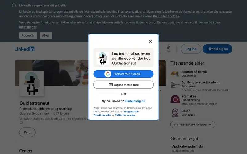 Screenshot af Guldastronaut på Linkedin