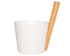 Saunaspand Rento 5L med lodret bambus hank - Hvid