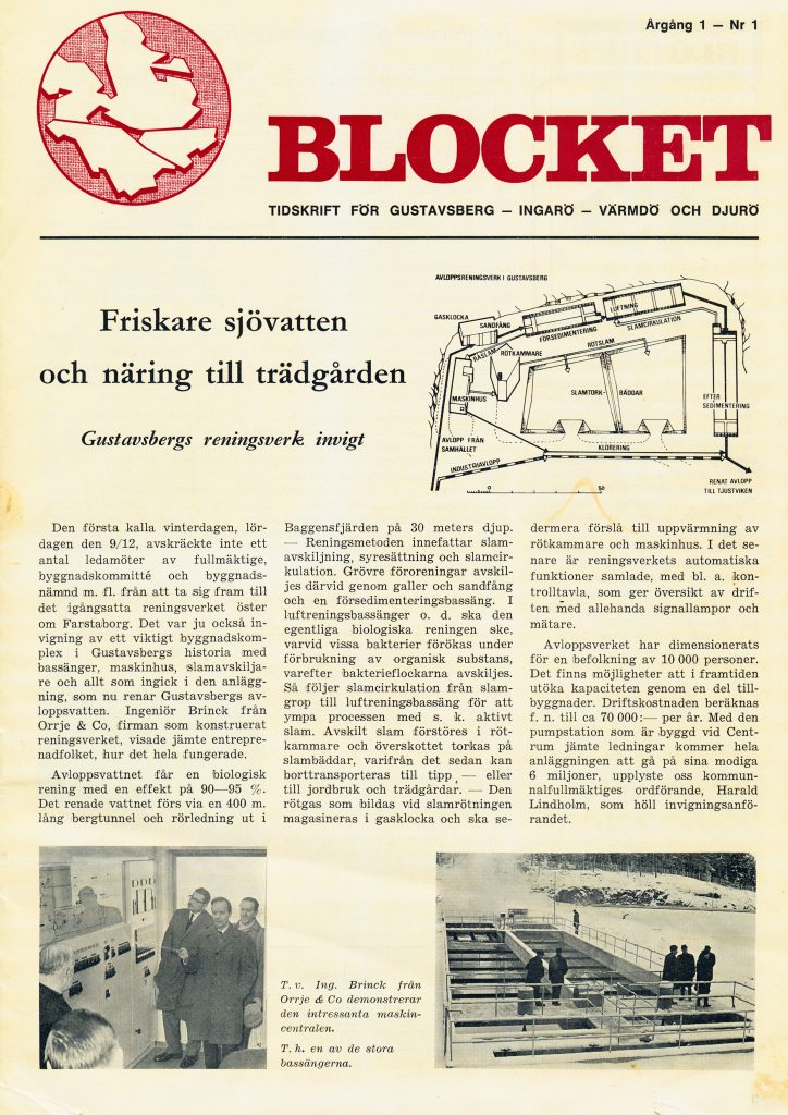 När en kommunsammanläggning mellan Gustavsberg, Värmdö och Djurö  blev aktuell startades tidningen Blocket.