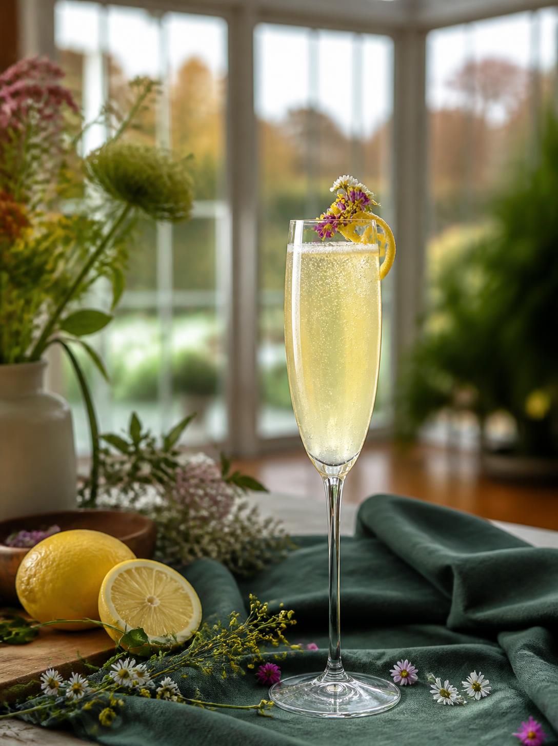 french 75 drink recept med bubbel