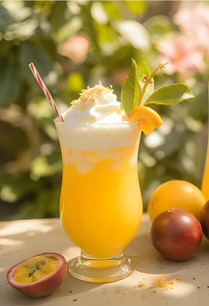 Passionsfrukt med kokosskum Passionsfrukt med kokosskum drink recept