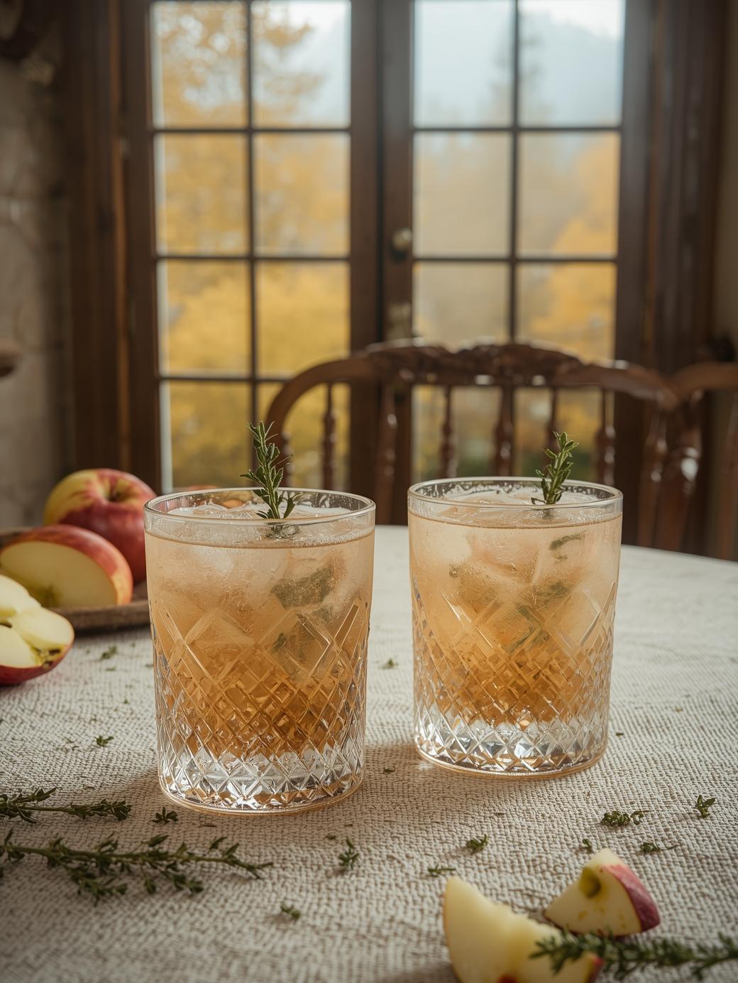 Äpple och timjan höstdrink recept med äppelmust