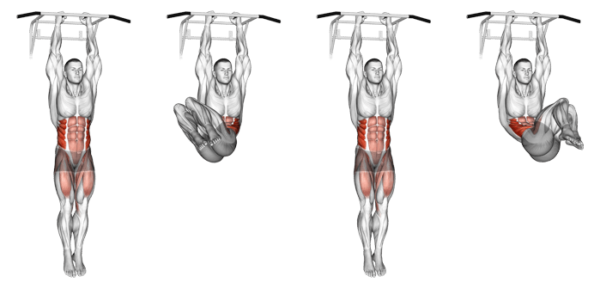 Hanging Knee Raise with twist step by step