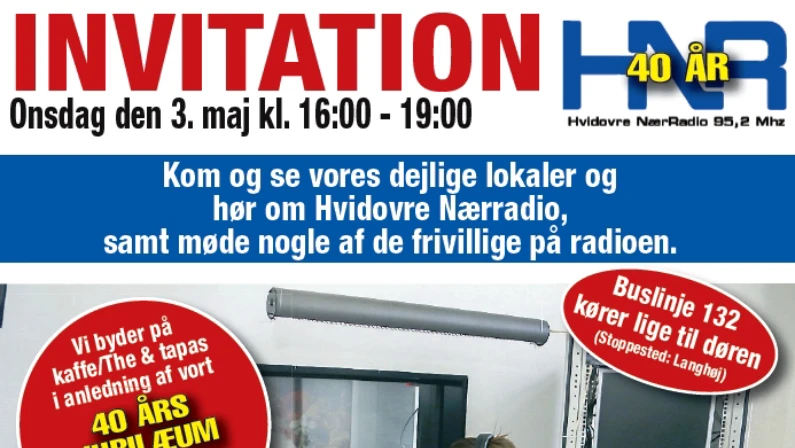 Udsnit af plakatten til nyheden om Åbent Hus hos Hvidovre Nærradio