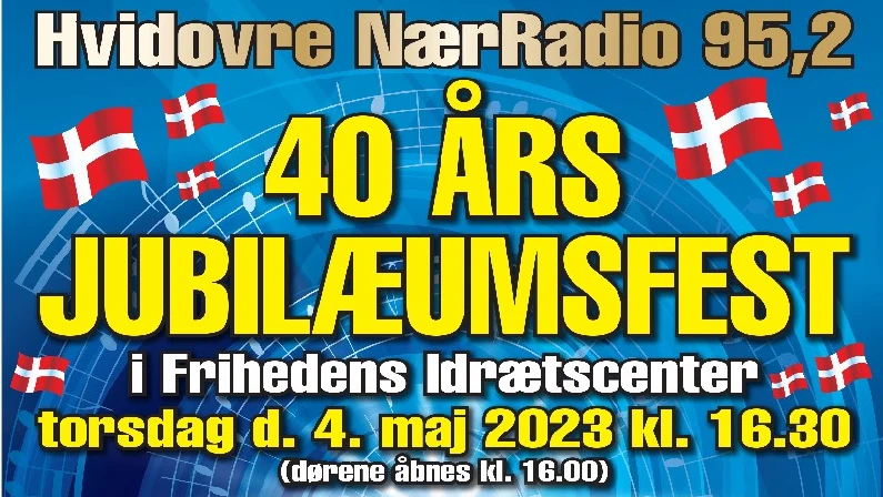 Udsnit af plakatten i anledning af Hvidovre Nærradios 40 års jubilæum