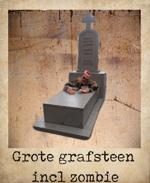 Grafsteen groot met bewegende zombie