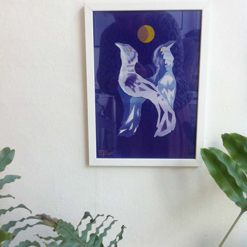 "H for Hamide: Nightbirds" print in frame