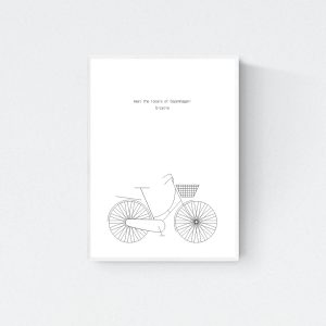 "Meet the Locals of Copenhagen: Bicycle" print in white frame