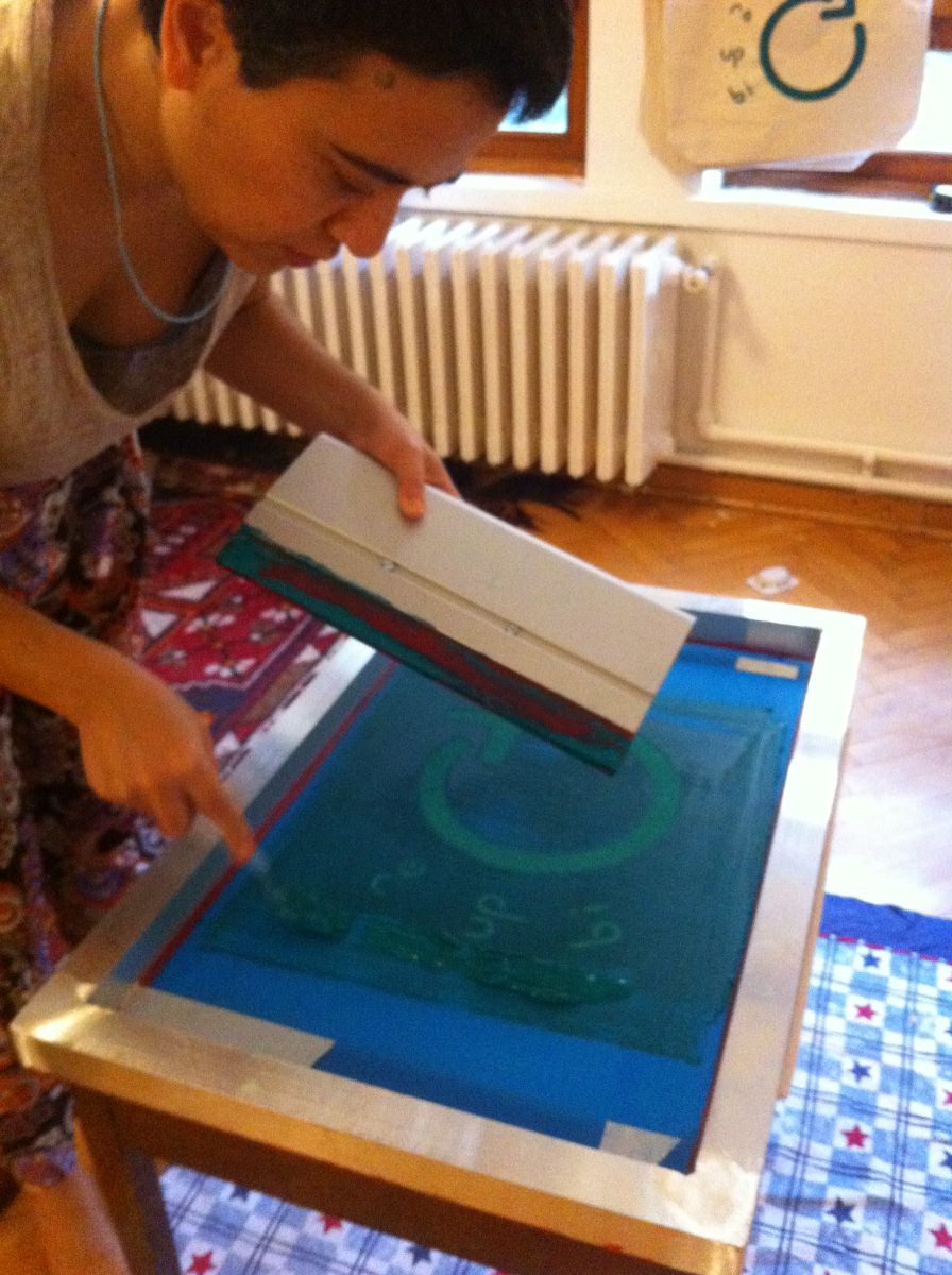 Silkscreen printing process of Re-Up-Bi-Cycle bags