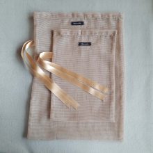 Reusable tulle sac set in brown for shopping groceries