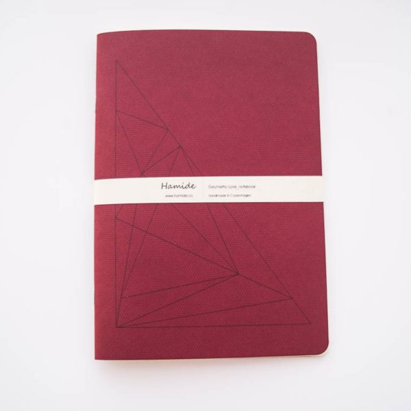 Geometrıc Love notebook in burgundy